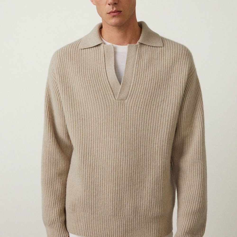 LISA YANG Mens Sweaters the Damien Sweater Sand